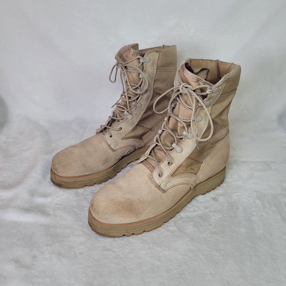Y2K Tactical Vibram Desert Military Boots Mens Tan Suede Nylon Combat Cordura